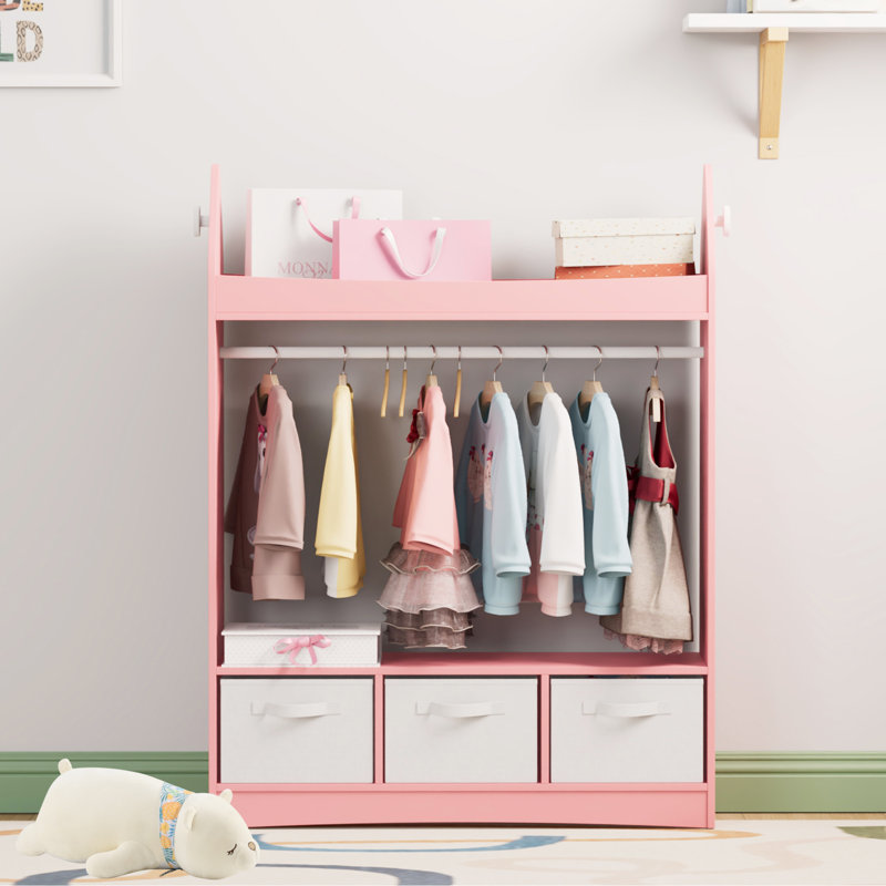 0 Door Manufactured Wood Wardrobe, Pink