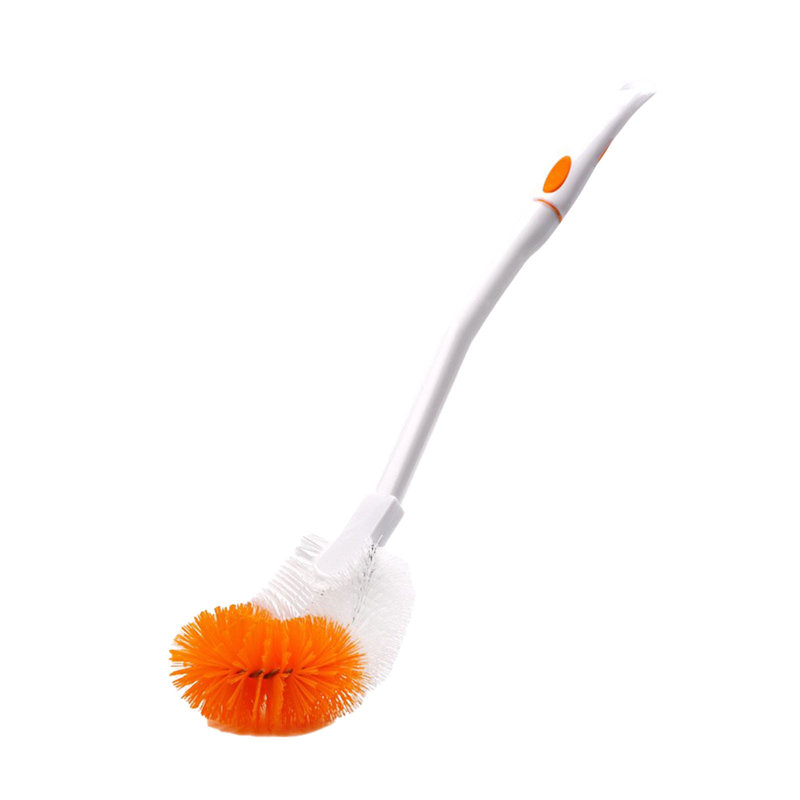 Brosse de cuvette de toilette pour le nettoyage de salle de bain, longue poignée ergonomique avec trou de suspension, orange 18,5 x 3,9 x 1,6 po