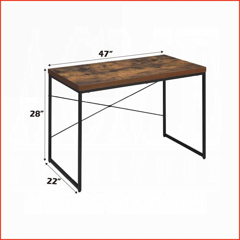 Bureaux avec plateau en bois de chêne de style industriel avec cadre en métal noir l 47 po x P 22 po x H 28 po | Chêne, métal