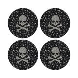 Crossbones Large Black Vegan Leather Round Coasters