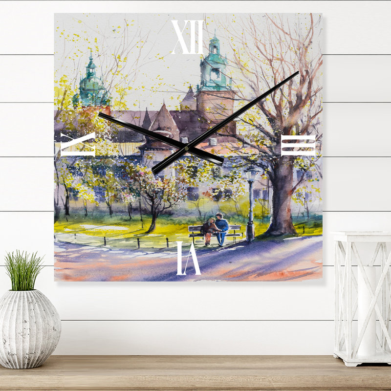 Château à travers les arbres du parc - horloge murale, Très grand