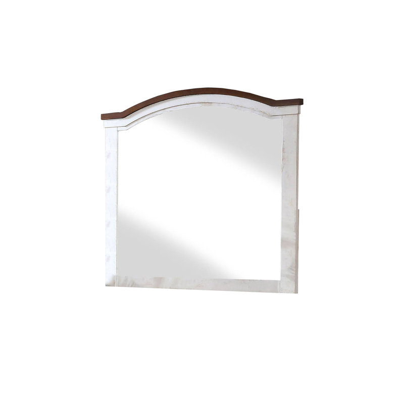 41.4"W Transitional Mirror, Distressed White/Walnut