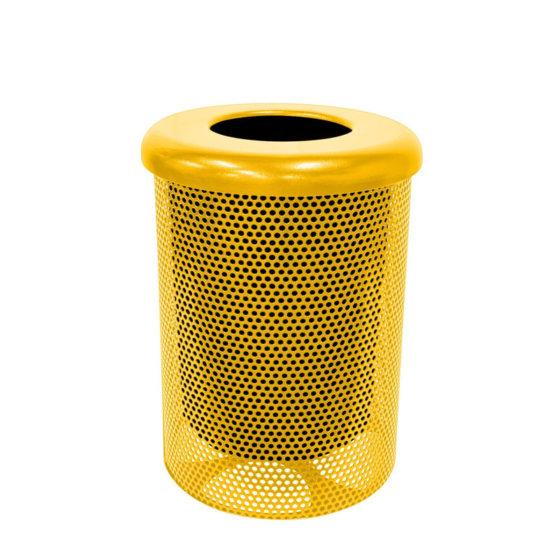 Poubelle d'extérieur Coated Outdoor Furniture de 121 litres (32 gallons), jaune, couvercle plat, portable, Yellow