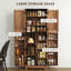 Armoire de rangement pour garde-manger 64 po avec 8 étagères à épices et 8 tablettes réglables, brun-1857574366