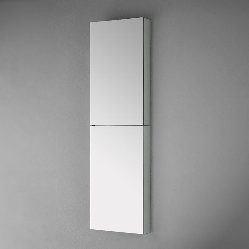 52" Tall Frameless Mirrored Bathroom Medicine Cabinet with Adjustable Shelves