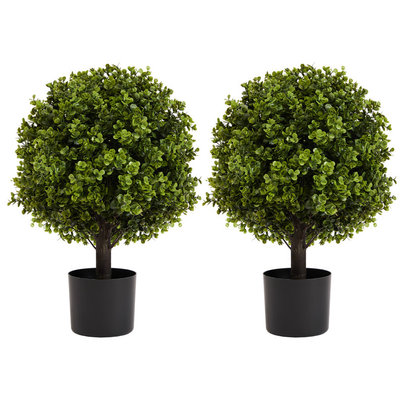 22In Boxwood Ball Shaped Artificial Topiary Shrubs Tree In Pot For Home And Garden Decoration 2Pcs/Set