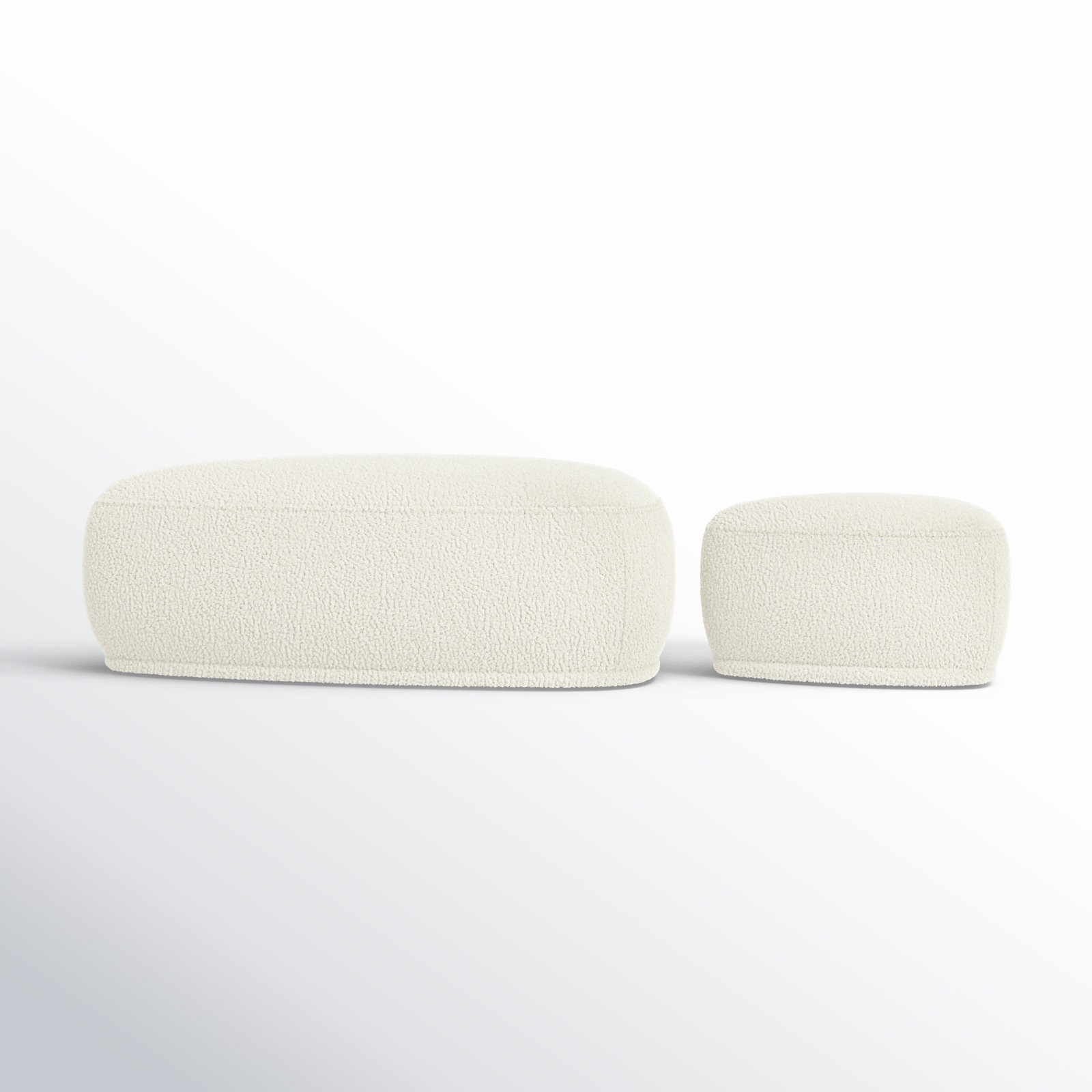 Adna Triangle Upholstered Ottomans (Set of 2), Aries Cream Sherpa