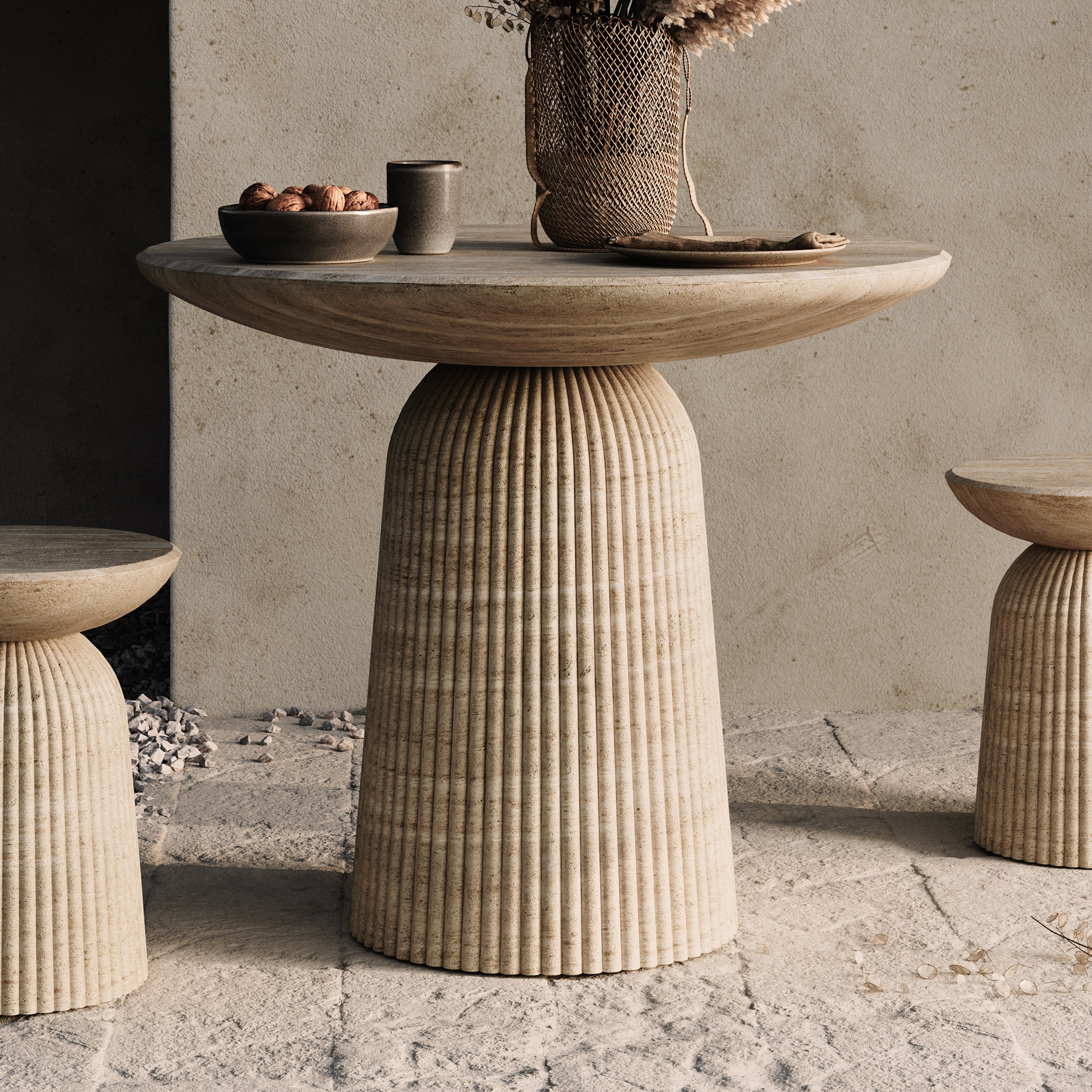 Foundry Select Faux Travertine Bistro Table Tithi Concrete Patio Table for Indoor and Outdoor Use & Reviews | Wayfair