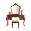 Meuble-lavabo vintage en bois massif 39,37 po avec miroir et tabouret