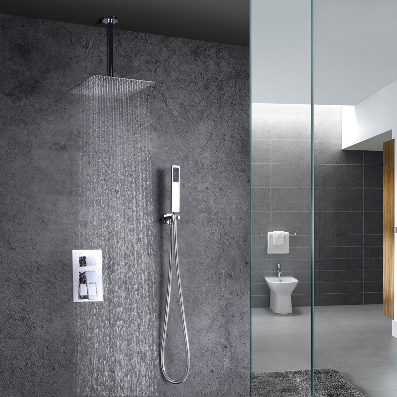 Système de douche avec pomme de douche et poignée, robinets de douche avec douche à main, Chrome