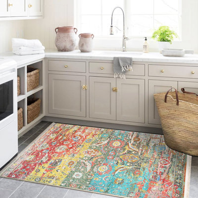 Tapis décoratif multicolore à motif rétro de la collection Barcelona