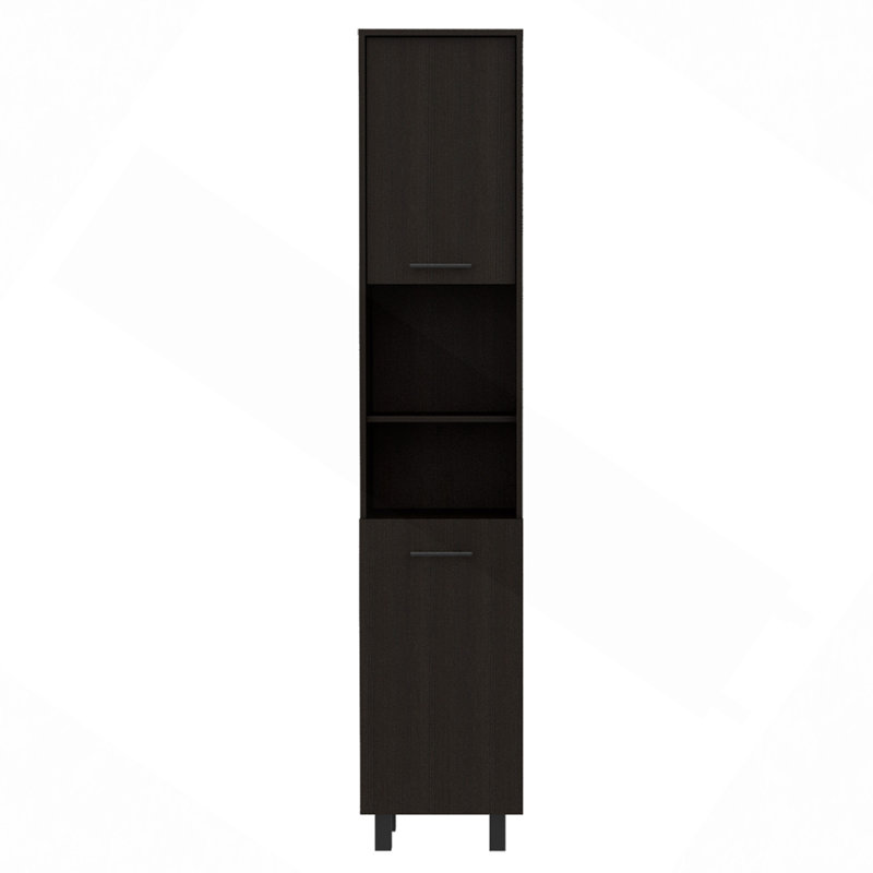 Kitchen Pantry H 79 ", deux tablettes de rangement ouvertes, trois tablettes internes, deux portes, quatre pieds