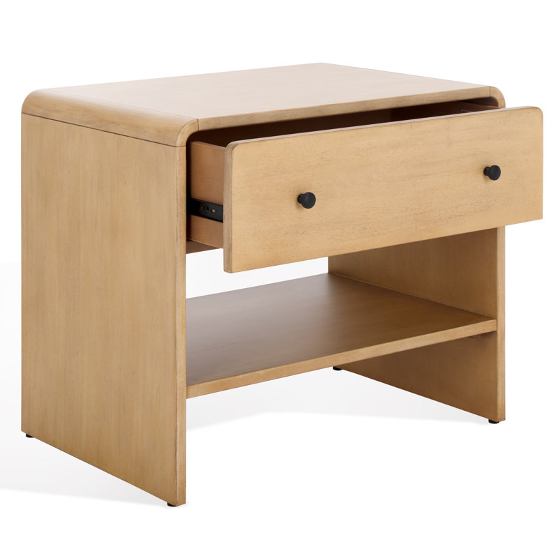 Haydriana 1 Drawer Wood Nightstand, Natural