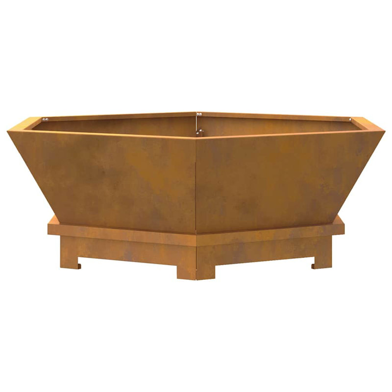 Modern Fire Pit, Brown, 28cm H x 75cm W x 75cm D