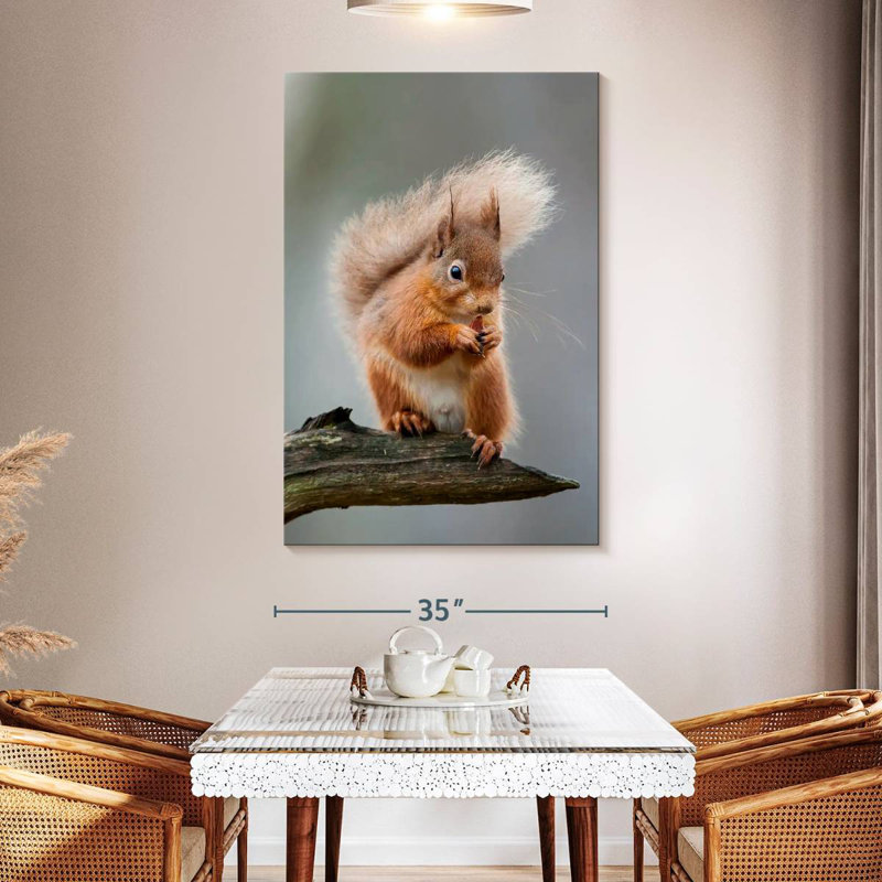 Brampt Red Squirrel Eating On A Branch, 51" H x 34" W