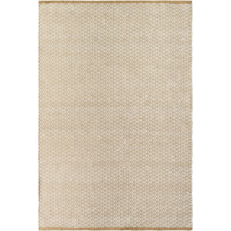 Tapis abstrait en laine / coton tissé à plat à la main Waldhaus en beige / gris, Rectangle 2 pi 3 po x 3 pi 9 po