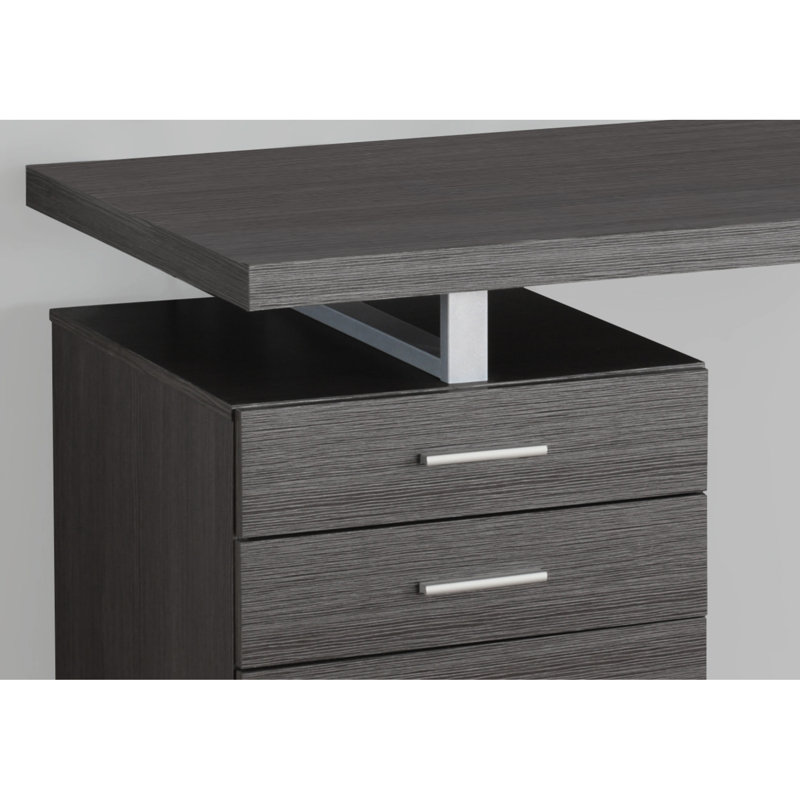 Table de bureau à domicile avec tiroir classeur, l 48 po, stratifié gris, rangement à pieds en métal