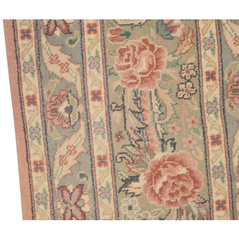 Hand Knotted Wool Oriental Area Rug in Rose And Green