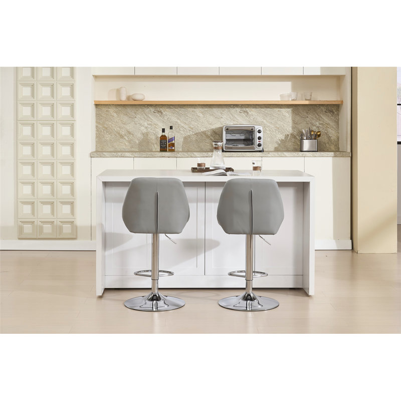 Ensemble de 2 tabourets de bar réglables de qualité supérieure avec velours confortable et fabrication durable, Gris