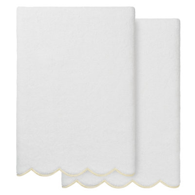  100% Turkish Cotton ADORNIA Scallop 2PC Bath Towel Set