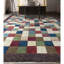 Tapis bleu, brun et crème noué à la main de haute qualité