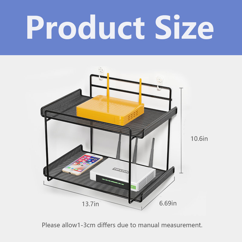 Aaja 2 Piece Metal Floating Shelf, Black