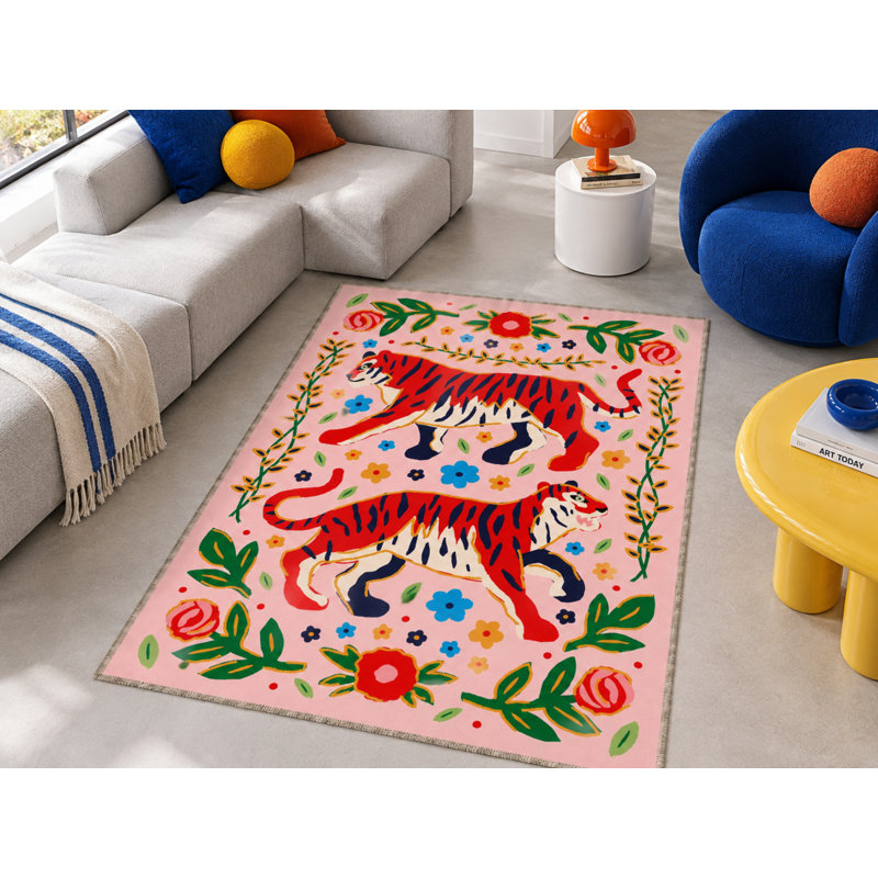 Tapis intérieur / extérieur rose Isla, Rectangle 3' x 5'