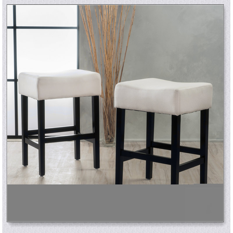 Ensemble de 2 tabourets de bar à hauteur de comptoir en cuir 26,75 po, Beige