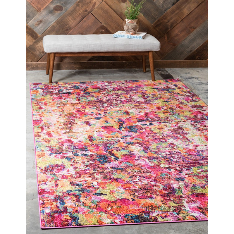 Tapis rouge à motif géométrique, Rectangle 5 pi x 8 pi