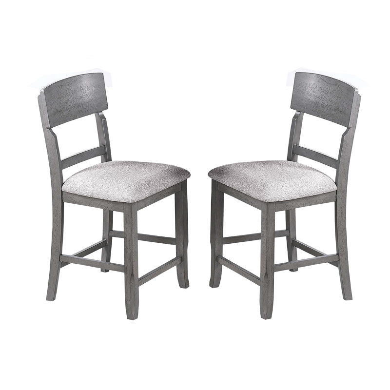 Ensemble de 2 chaises haute avec dossier en échelle moderne Chaise de salle à manger, Gris