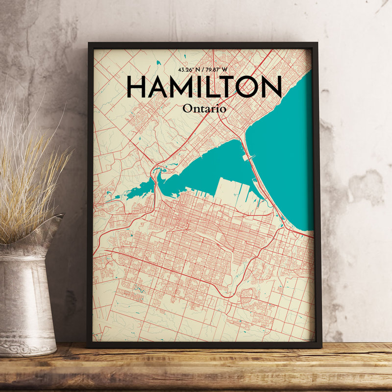 Hamilton City Map - No Frame Print, 91.4cm H x 61cm W x 0.13cm D x 0.13cm D