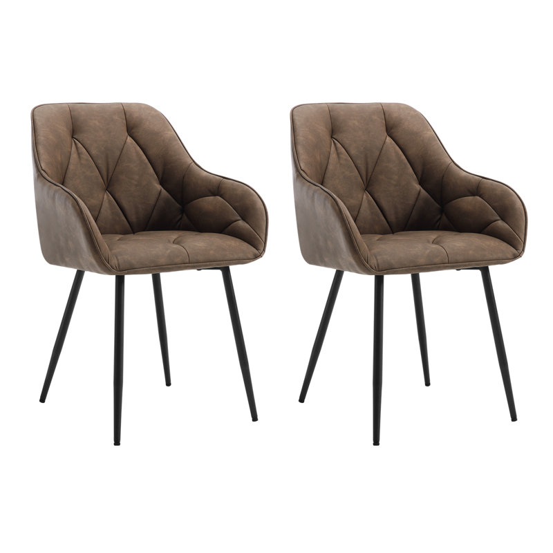 Rigney Upholstered Metal Side Chair, 2, Dark Brown