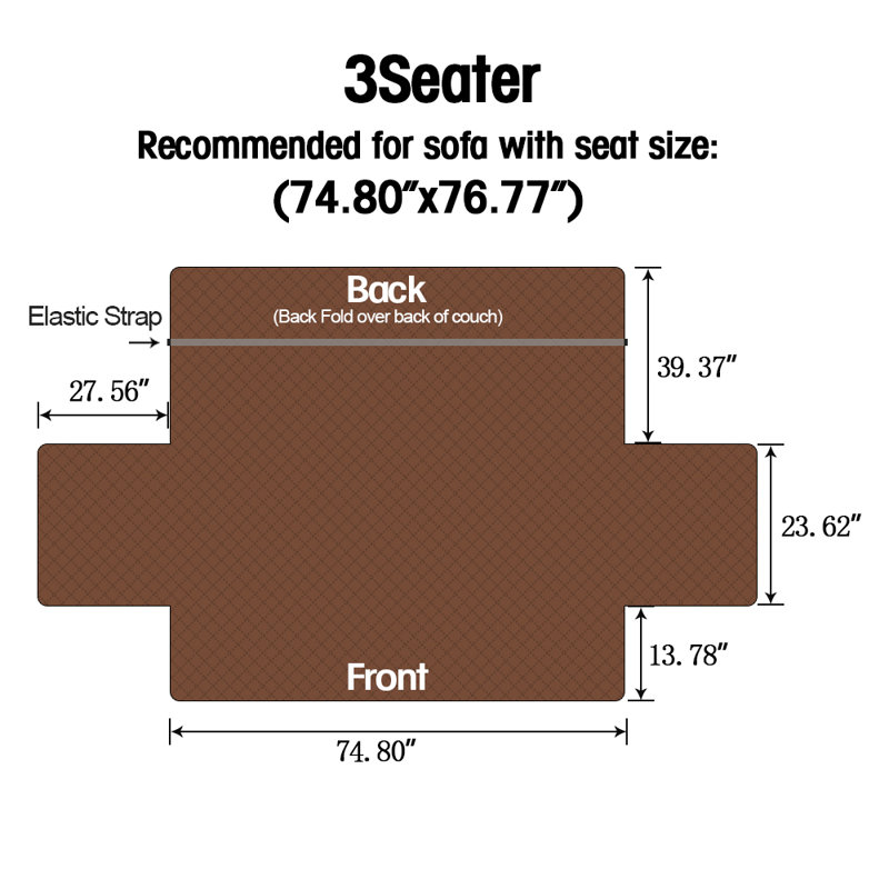 Housse pour fauteuil à coussins carrés/rectangulaires, Vert, H 40 po x l 79 po x P 77 po