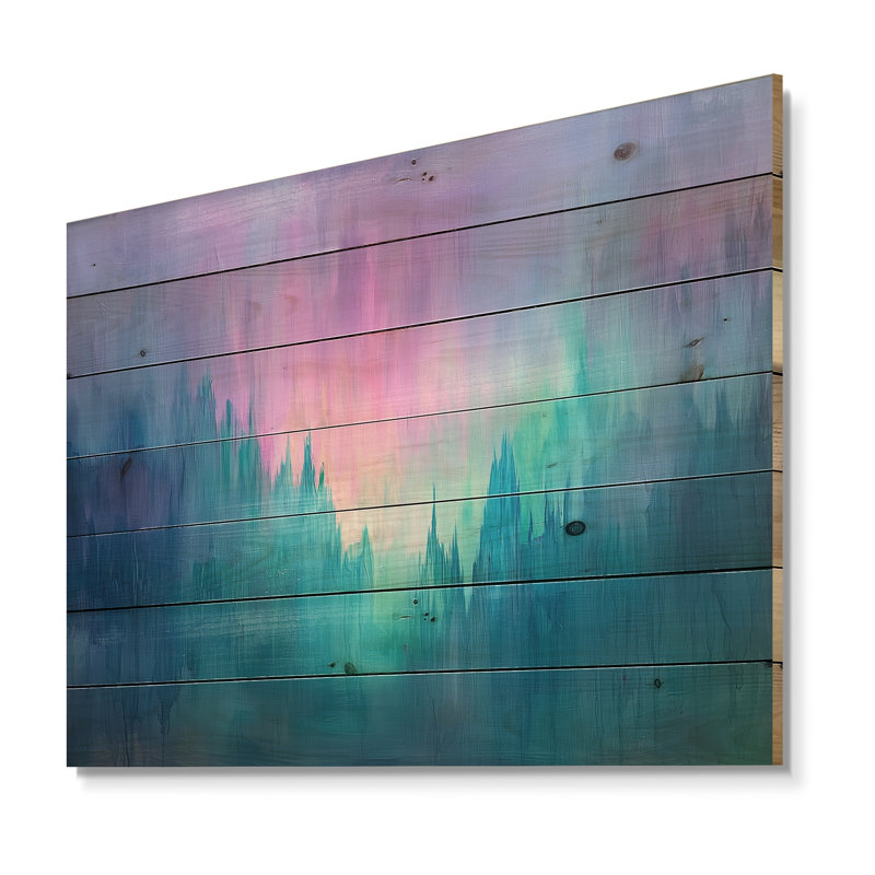 Décoration murale Auroral Bloom Minimal Sky Horizon II - paysage traditionnel sur bois de pin naturel, H 30 po x l 40 po