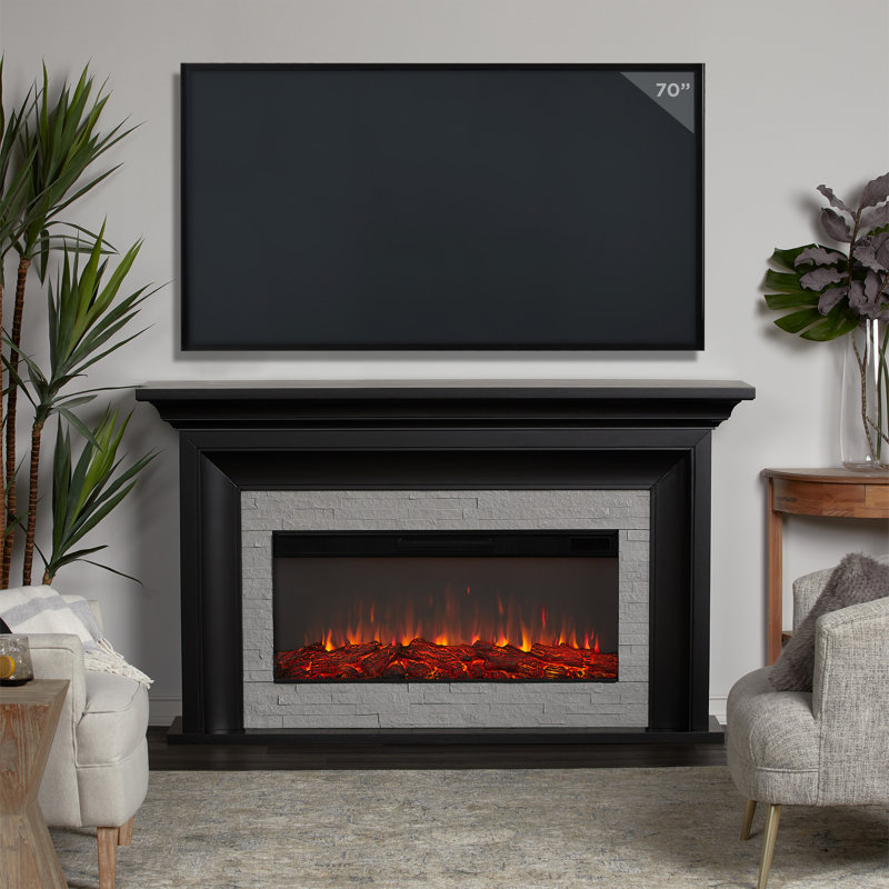 Sonia 69" Landscape Electric Fireplace by Real Flame, Black, Standard
