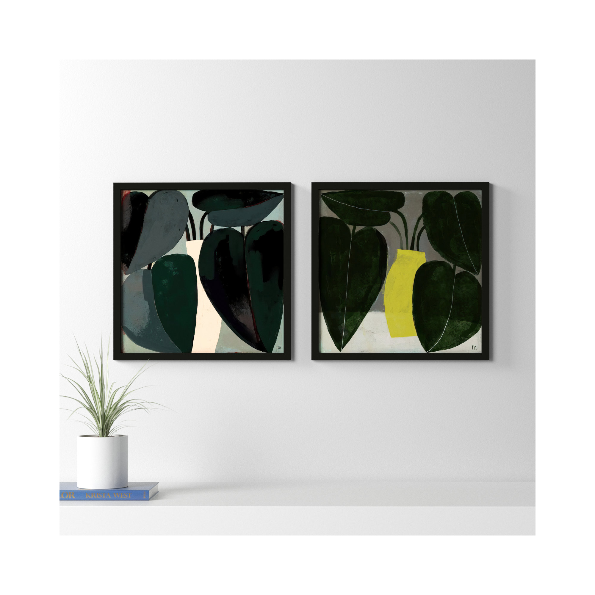 Plant Set Of 2 by Studiom, Black, 24" H x 24" W