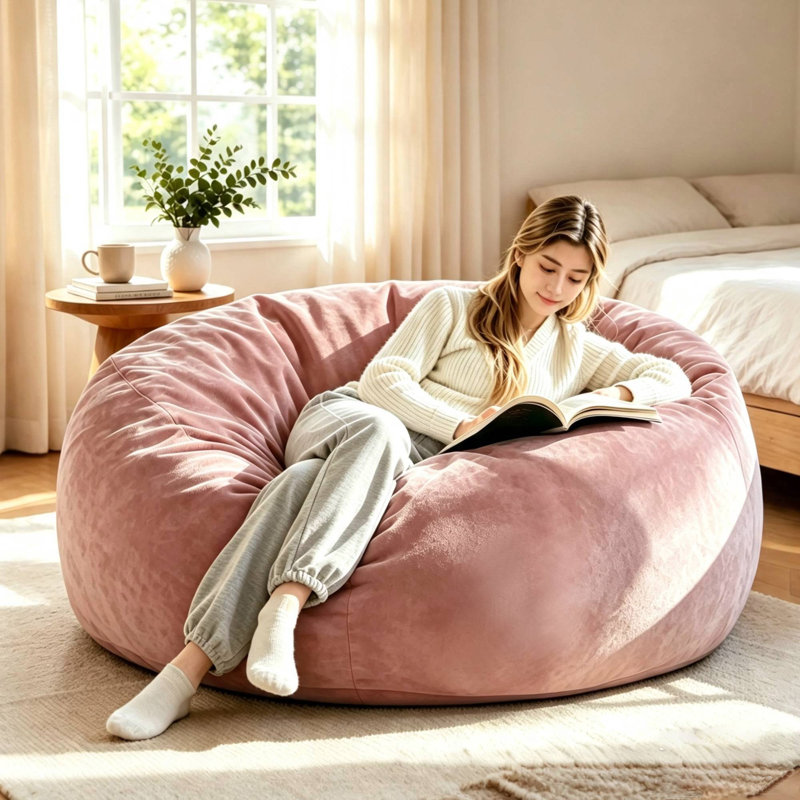 6FT Large Bean Bag Chair for Adults,Bean Bag Sofa Lounge Chair Shredded Memory Foam Filled with Removable and Machine Washable Cover,Compressed Packaging