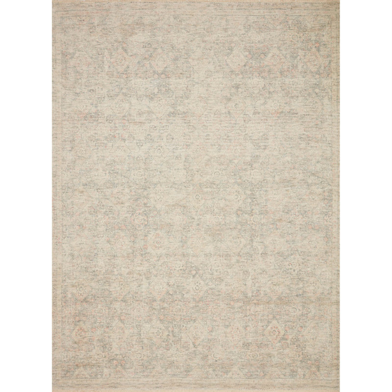 Tapis oriental beige tissé à la main Amanda, Rectangle 7 pi 9 po x 9 pi 9 po