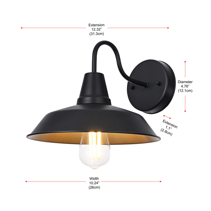 Tinsley Outdoor Wall sconce in Black, 8" H x 10" W x 13" D