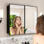 Armoire à pharmacie encastrée / à fixation en surface de 36 po x l 30 po avec miroirs, charnières à fermeture en douceur et tablettes réglables en verre pour le rangement de maquillage, de rasage ou de meuble-lavabo Elise-1039772036-1039772039