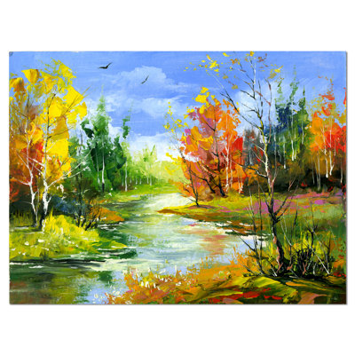 «Fusion of Autumn Shades Landscape», reproduction sur toile tendue