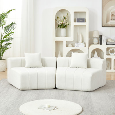 Canapé modulaire courbé en chenille avec 2 coussins, canapé modulaire courbé symétrique semi-circulaire pour la chambre à coucher, le salon, le bureau pour les loisirs ou la sieste, la salle de lecture et le hall d'entrée