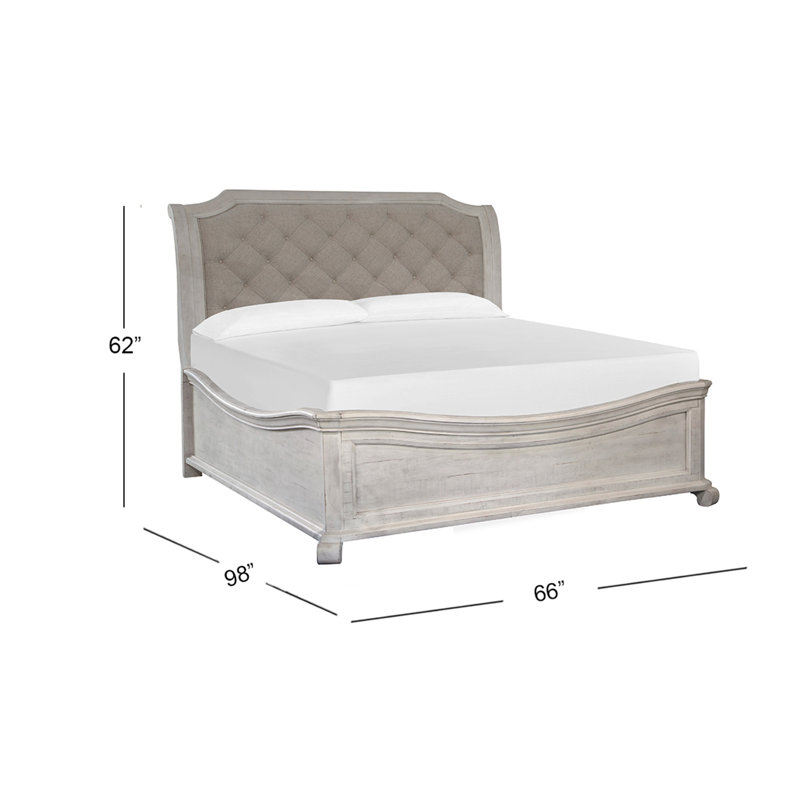 Queen Sleigh Bed, Alabaster, Queen