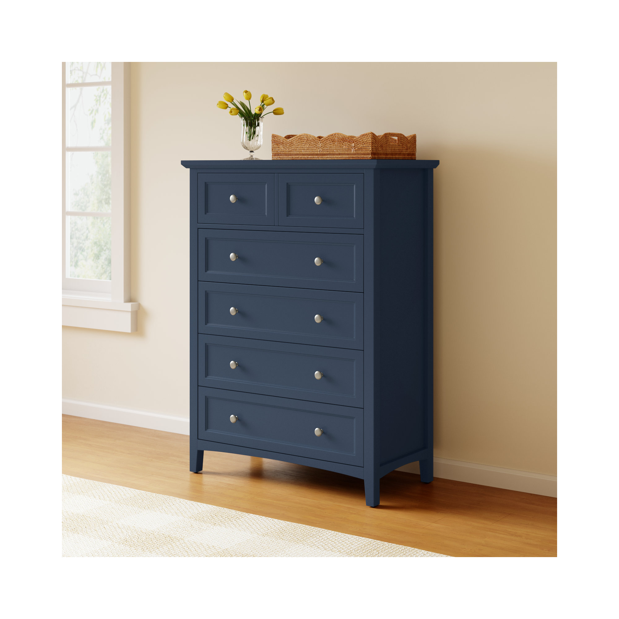 Renee 5 - Drawer Dresser, Blue