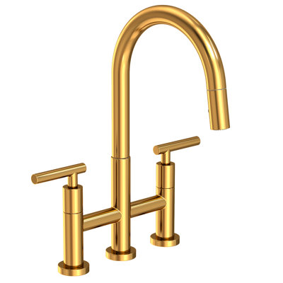 East Linear Pull Down Kitchen Bridge Faucet
