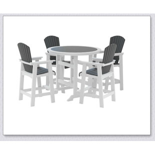 HDPE Patio Bar Table Set High Top Outdoor Table and Chairs Set of 5 Bar Table & Stools Set