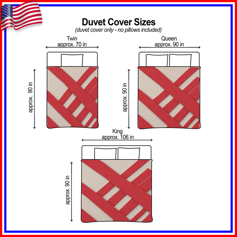 Red Diagonal Stripes Duvet Covers, Twin
