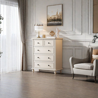 Modern Simple Cherry Wood Entrance Cabinet Solid Wood 31.5'' W 5 - Drawer Dresser