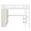 Structure de lit mezzanine avec garde-robe intégrée, bureau et tablettes de rangement