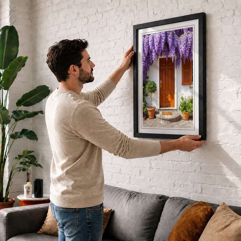 Wisteria Doorway Coastal - Framed Print, A1 - 84.1 x 59.4 cm, White